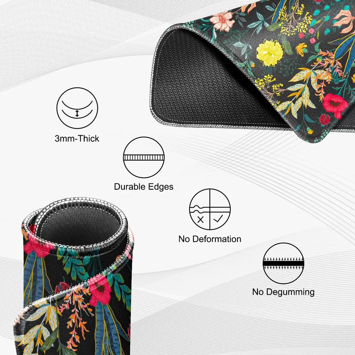 JIKIOU 3 Pack Mouse Pad with Stitched Edge, Portable Size 26cm x 21cm (10.2x8.3in) | Smooth Lycra Surface - view 3