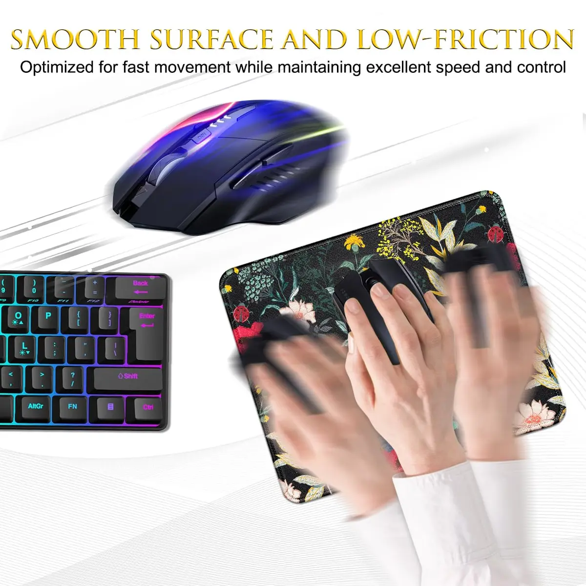 JIKIOU 3 Pack Mouse Pad with Stitched Edge, Portable Size 26cm x 21cm (10.2x8.3in) | Smooth Lycra Surface - view 4