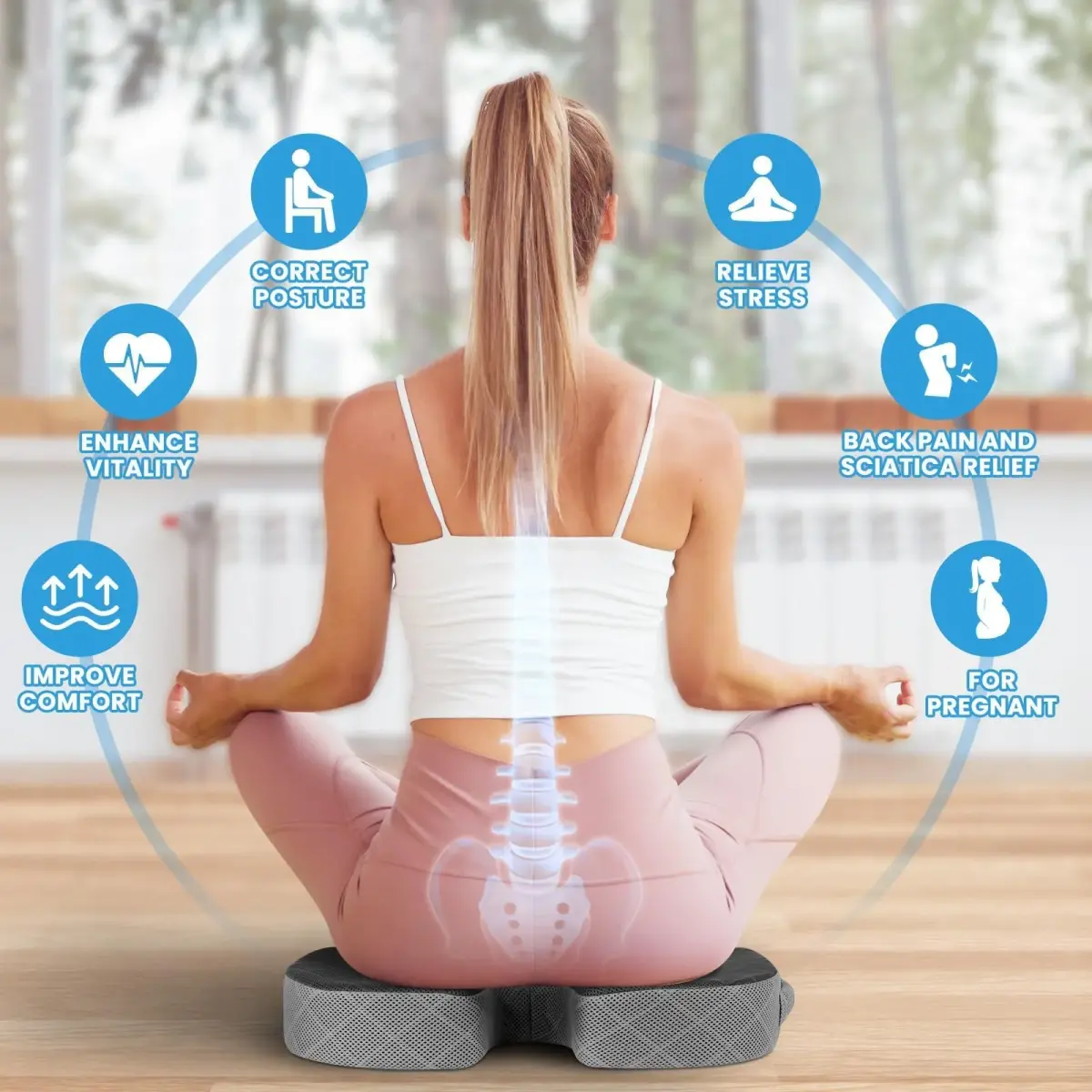 TushGuard Memory Foam Office Chair Seat Cushion X-Large Dark&Light Grey | Ergonomic U-Shape for Sciatica & Back Pain Relief - view 4