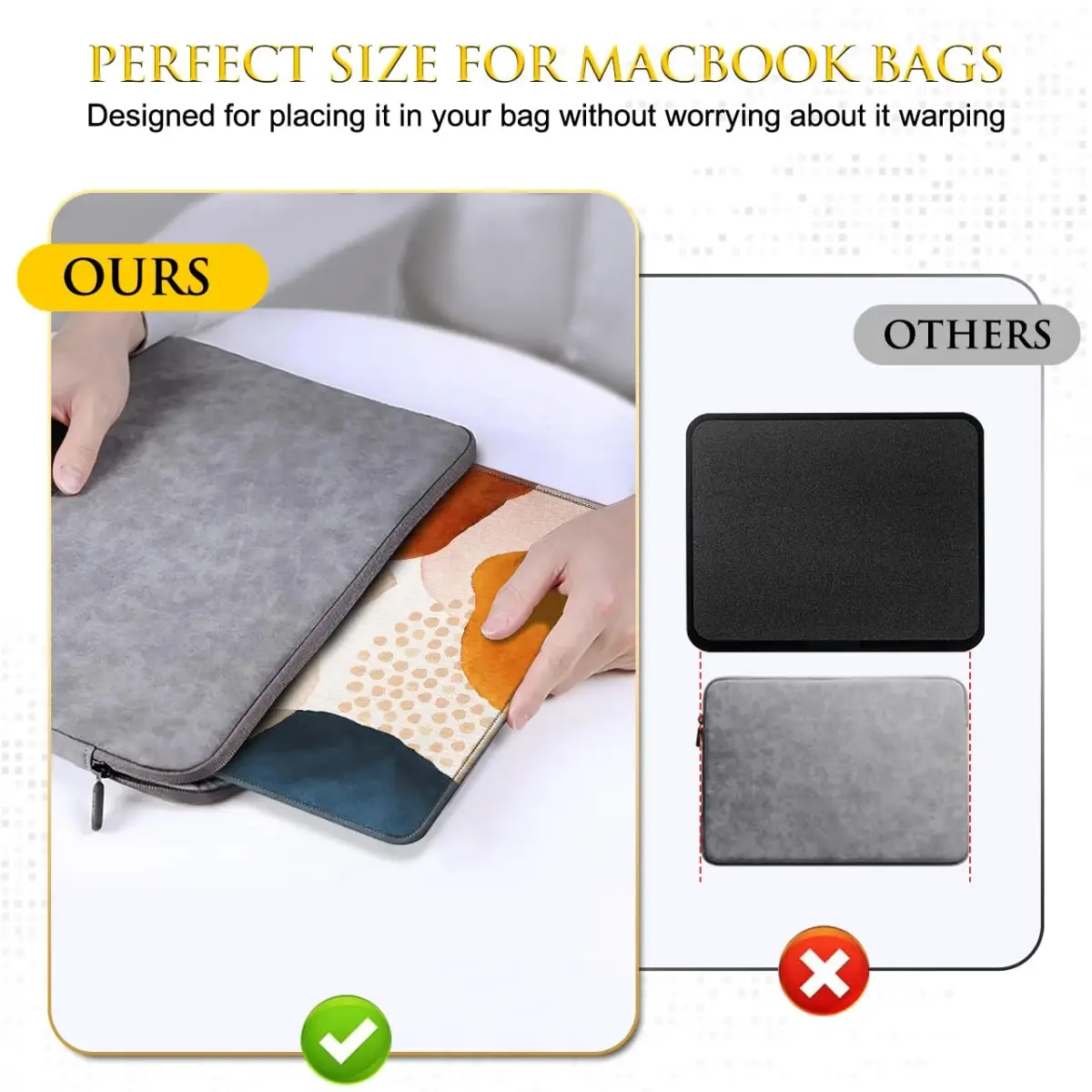 JIKIOU Boho Mouse Pad 25.9cm (10.2in) x 21.0cm (8.3in) | Natural Rubber Base with Stitched Edges - view 6