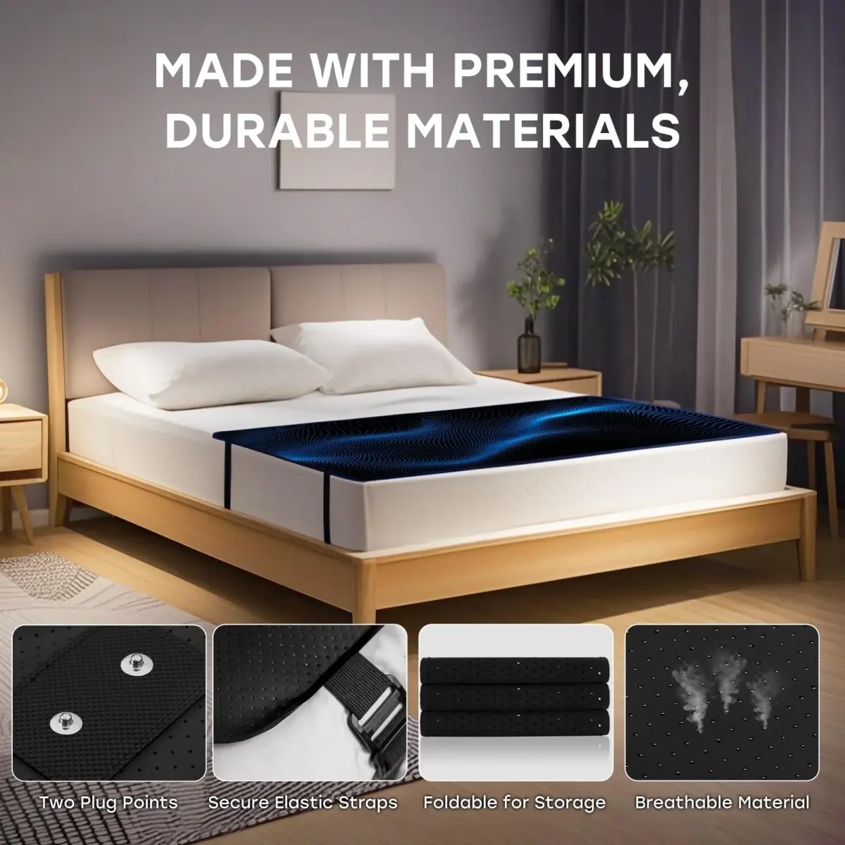 ATE Health Grounding Mattress Cover Pad King 27x76in | Sleep, Pain Relief & Wellness Support - view 2