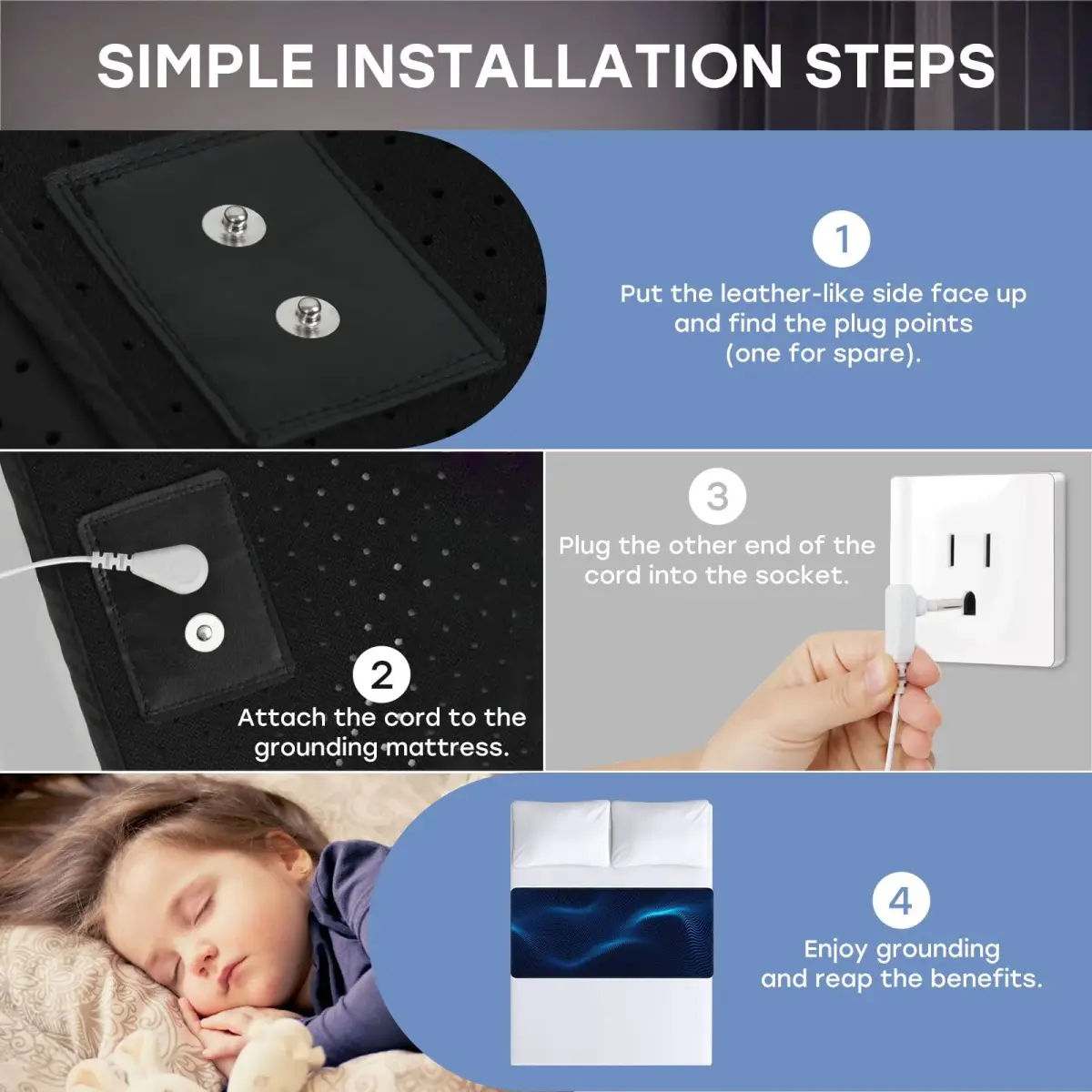 ATE Health Grounding Mat for Bed Queen 68.58cm x 152.4cm (27x60in) | Better Sleep & Pain Relief - view 6