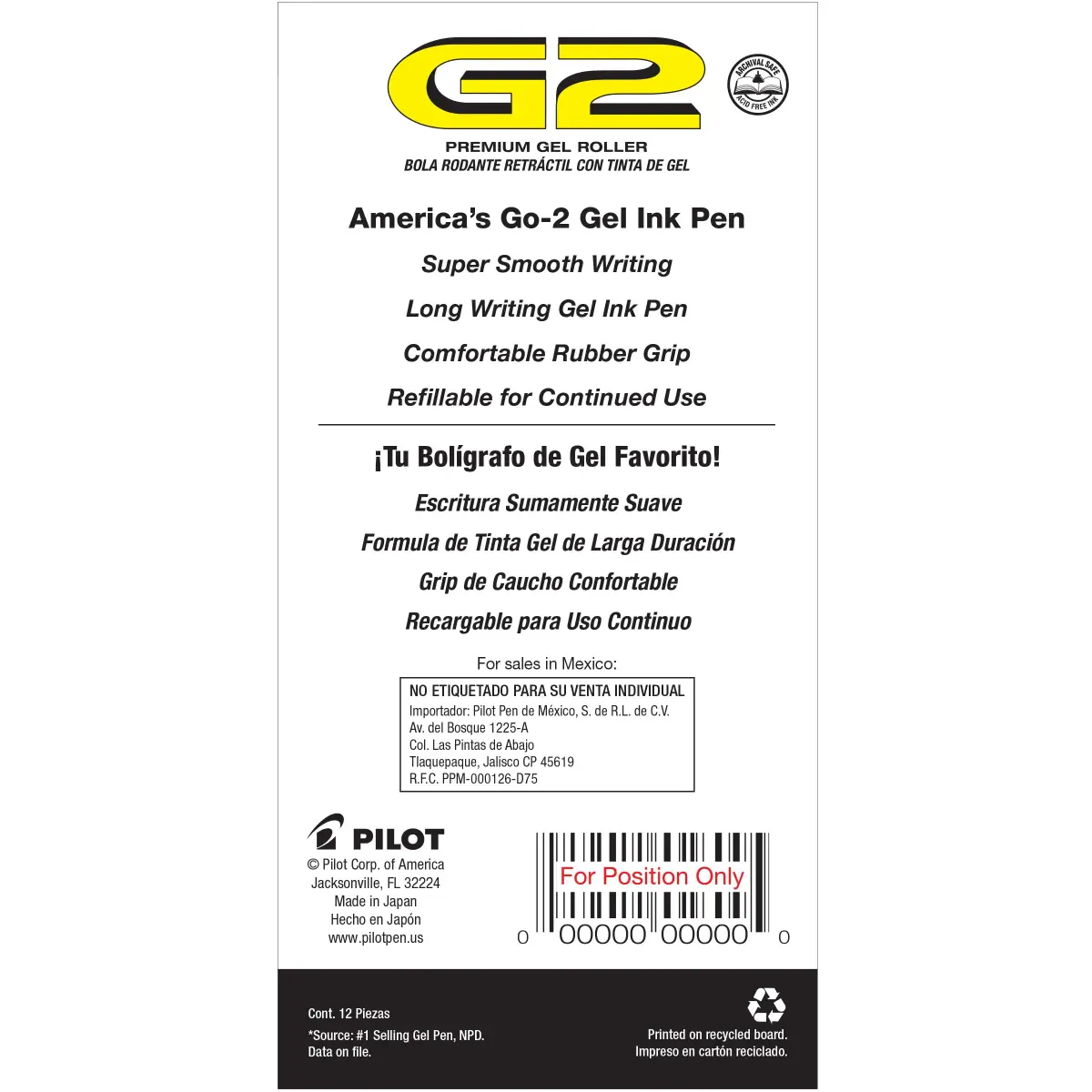 PILOT G2 Premium Retractable Gel Pens, Bold Point, Red Ink, 1.0mm Line, 12 Count (Pack of 12) | Longest-Lasting Gel Ink Pen - view 2