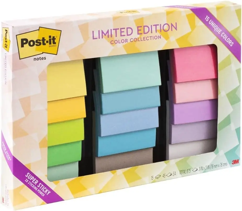 Post-it Super Sticky Notes 3 x 3 in Assorted Colors (15 Pads, 12-Pack) | 2X Sticking Power for Vertical Surfaces - view 2