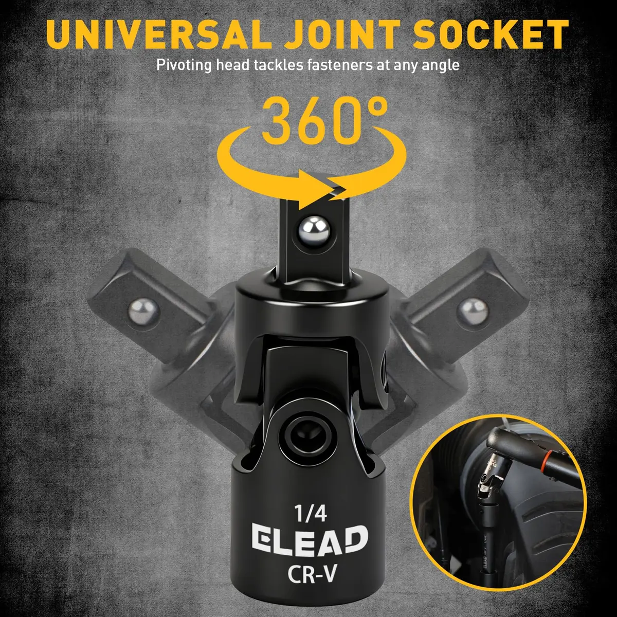 ELEAD 4-Piece 1/4" Drive Socket Extension Bar Set 2, 4, 6 inch | Premium Cr-V Steel, Universal Joint - view 4