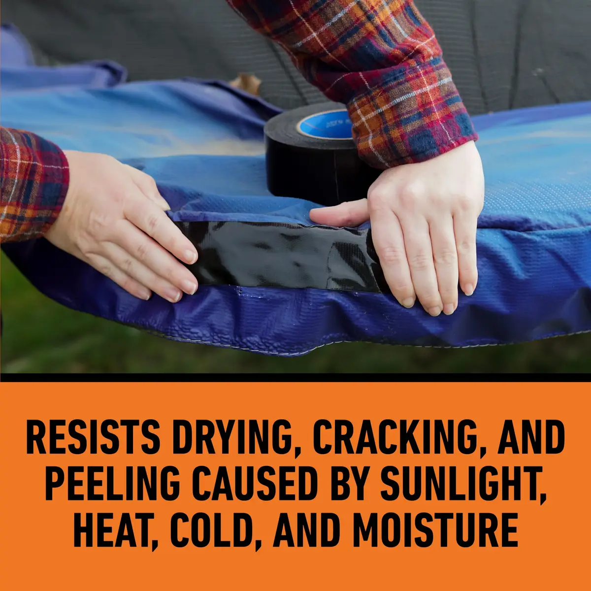 Gorilla All Weather Duct Tape Black 1.88" x 25 yd | Waterproof & UV Resistant for Outdoor Repairs (2-Pack, 12 Rolls Total) - view 3