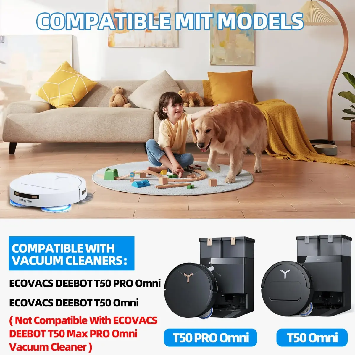 EOVWAEO 25-Piece Accessory Kit for ECOVACS DEEBOT T50 Omni Robot Vacuum | Main Brush, Side Brushes, Mop Pads, HEPA Filters - view 2