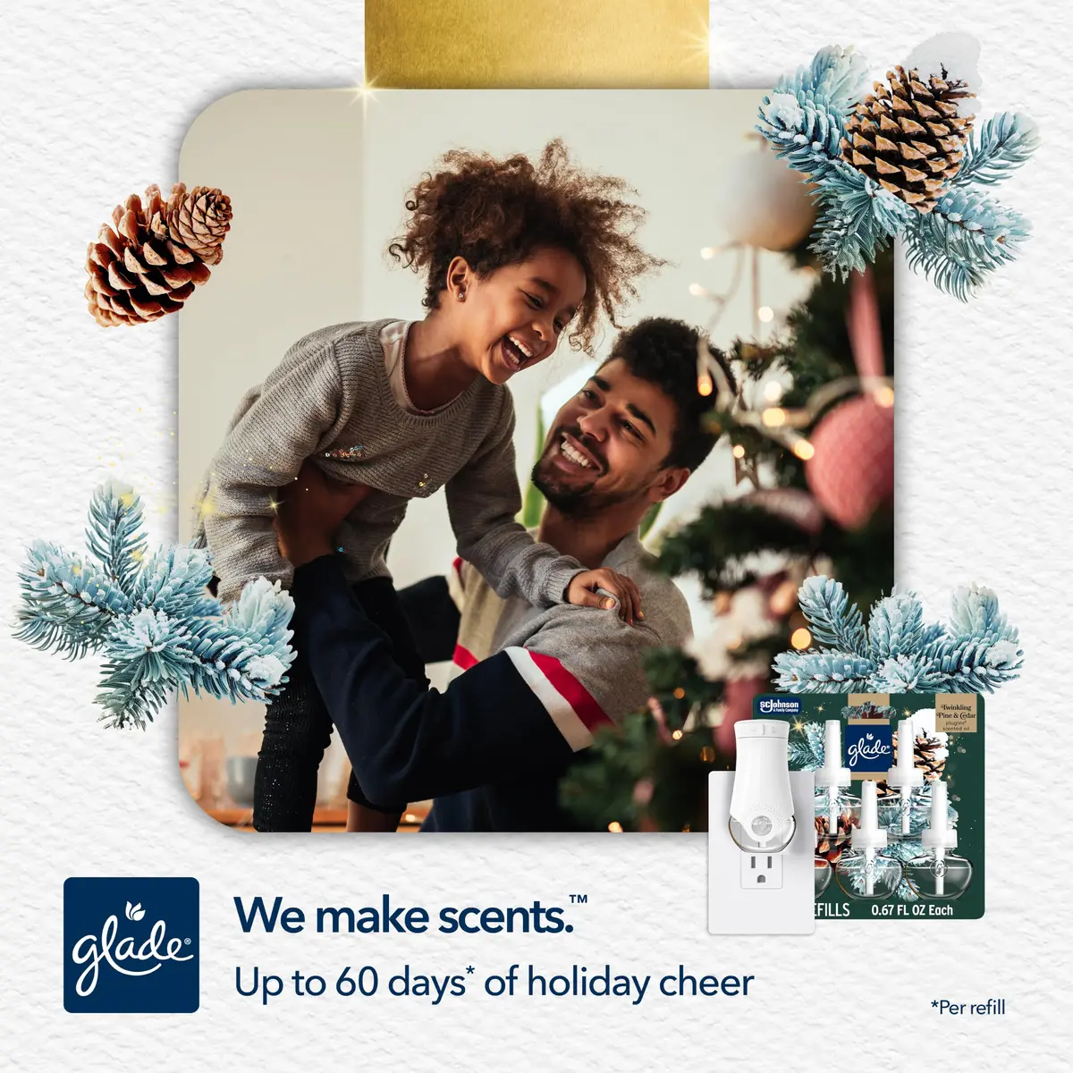 Glade PlugIns Scented Oil Refills Twinkling Pine & Cedar 3.35 fl oz (100 ml) | Festive Warmth for Indian Homes - view 5