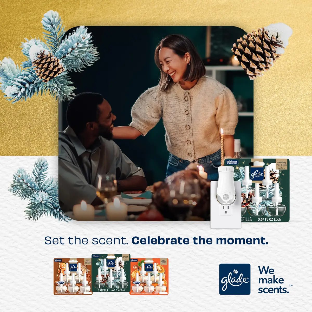 Glade PlugIns Scented Oil Refills Twinkling Pine & Cedar 3.35 fl oz (100 ml) | Festive Warmth for Indian Homes - view 6
