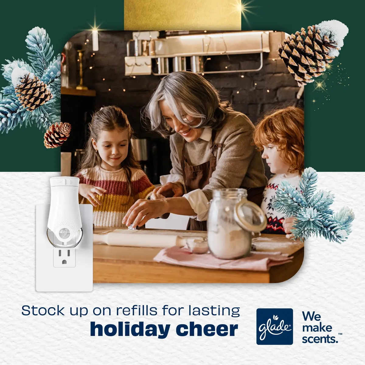 Glade PlugIns Scented Oil Refills Twinkling Pine & Cedar 3.35 fl oz (100 ml) | Festive Warmth for Indian Homes - view 2
