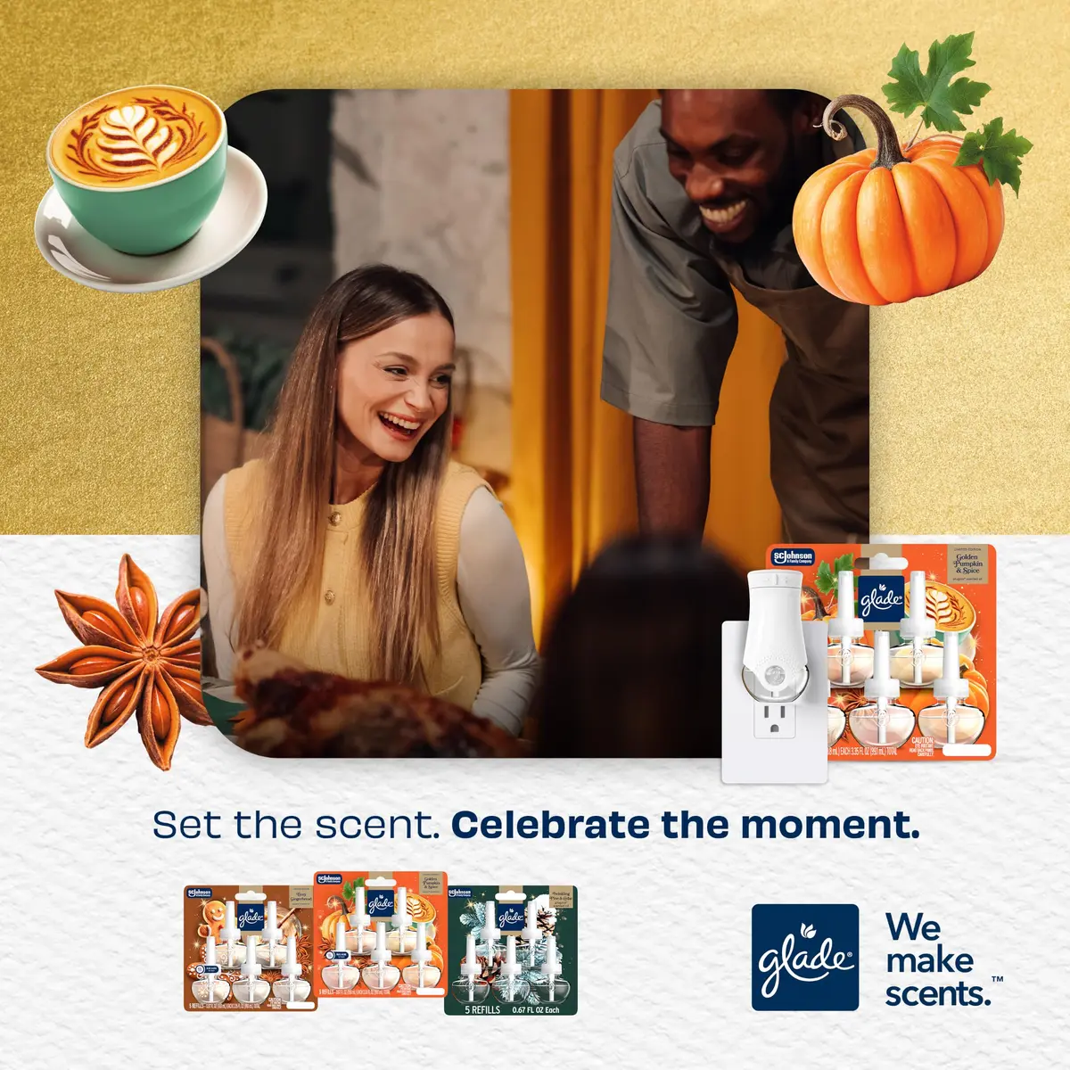 Glade PlugIns Scented Oil Refills Golden Pumpkin & Spice 3.35 fl oz (100 ml) | Festive Warmth for Indian Homes - view 6