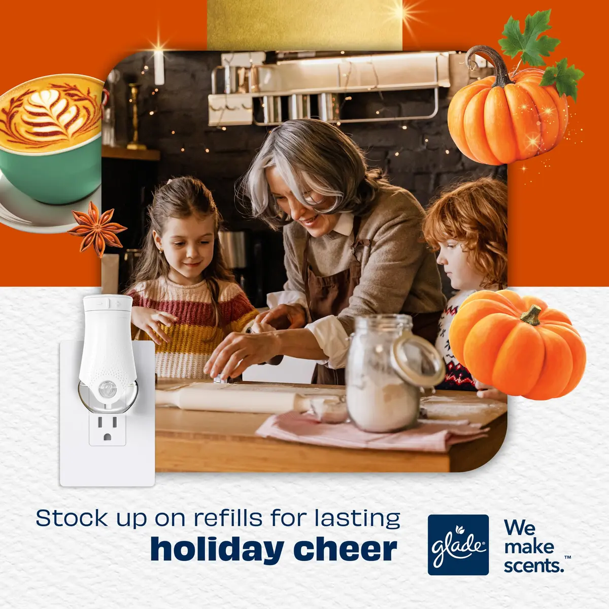 Glade PlugIns Scented Oil Refills Golden Pumpkin & Spice 3.35 fl oz (100 ml) | Festive Warmth for Indian Homes - view 2
