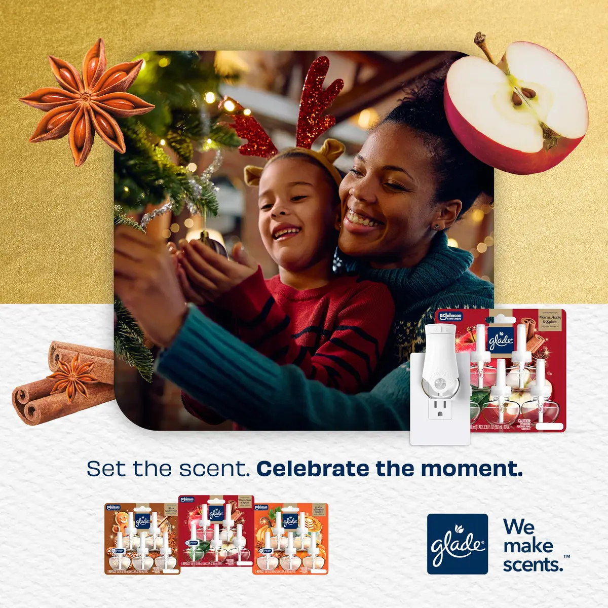 Glade PlugIns Scented Oil Refills Warm Apple & Spices 5 Count 3.35 fl oz | Festive Seasonal Fragrance - view 6