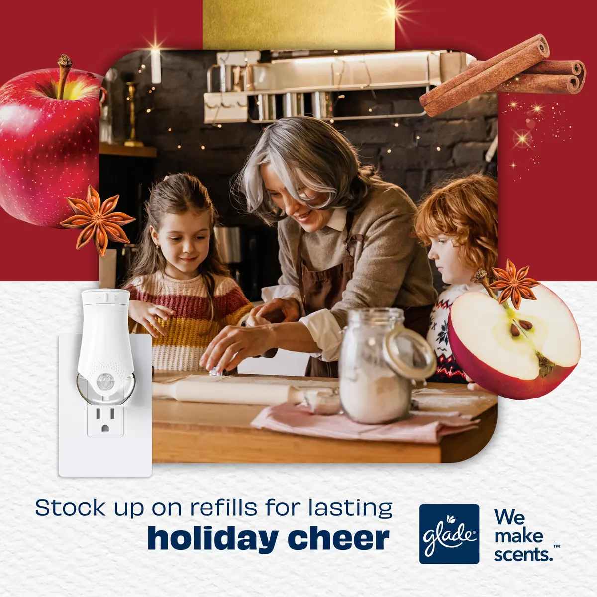 Glade PlugIns Scented Oil Refills Warm Apple & Spices 5 Count 3.35 fl oz | Festive Seasonal Fragrance - view 2