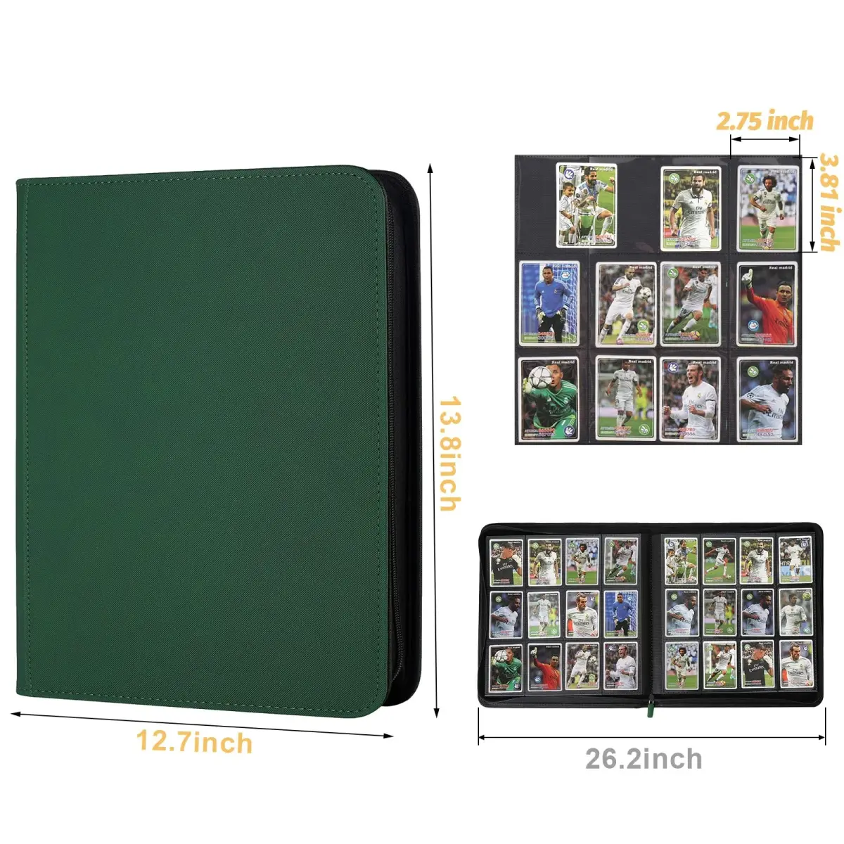 GERMUN Trading Card Binder 12 Pocket 720 Cards | Premium PU Leather Holder with Zipper - main product image