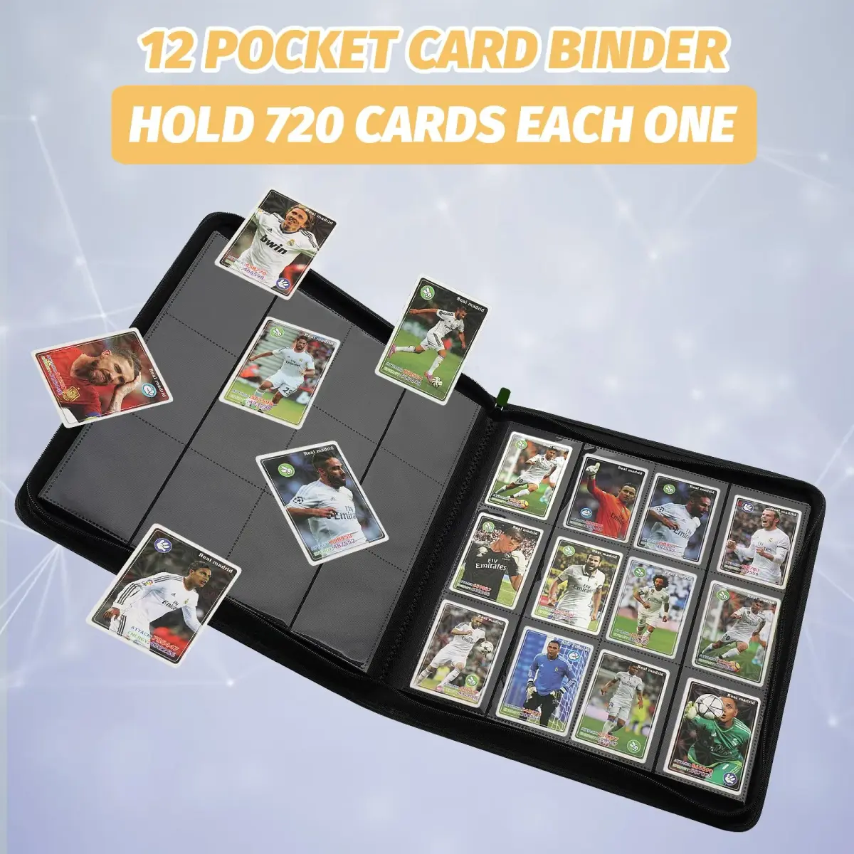 GERMUN Trading Card Binder 12 Pocket 720 Cards | Premium PU Leather Holder with Zipper - view 4