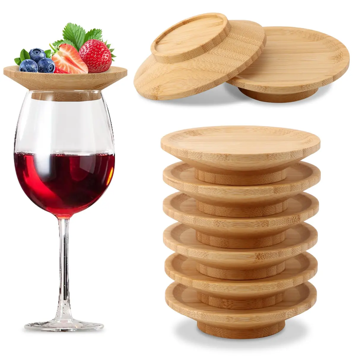 Ranjaner Wine Glass Charcuterie Topper Set | Bamboo Mini Boards for Family & Restaurant Use - main product image