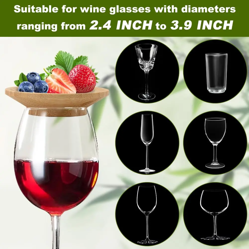 Ranjaner Wine Glass Charcuterie Topper Set | Bamboo Mini Boards for Family & Restaurant Use - view 5