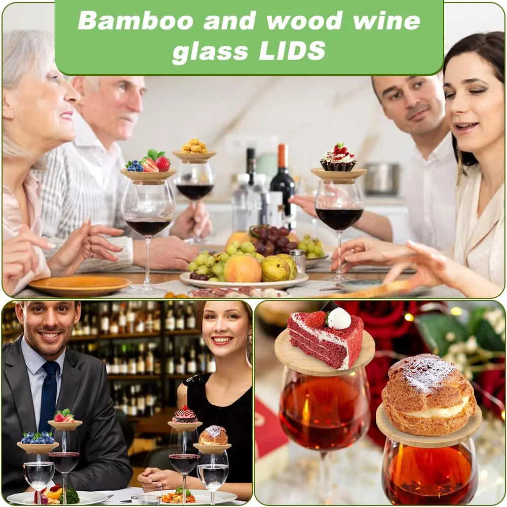 Ranjaner Wine Glass Charcuterie Topper Set | Bamboo Mini Boards for Family & Restaurant Use - view 6