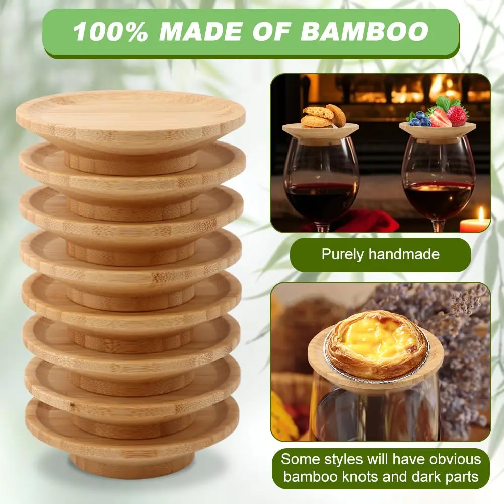 Ranjaner Wine Glass Charcuterie Topper Set | Bamboo Mini Boards for Family & Restaurant Use - view 3