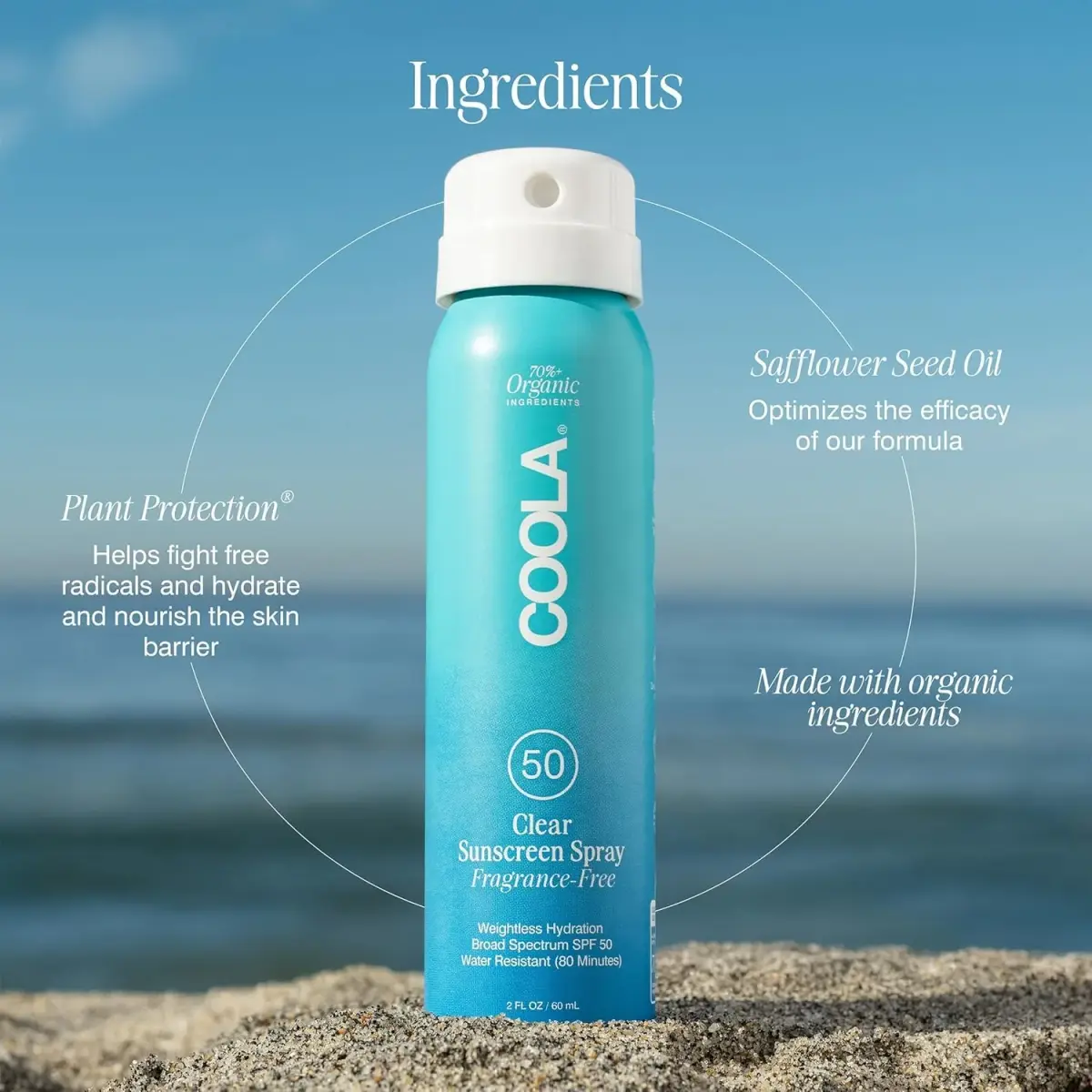 COOLA Organic Sunscreen SPF 50 Sunblock Spray, Fragrance Free, Vegan & Gluten Free, 5.4 Fl Oz (161 ml) - view 5