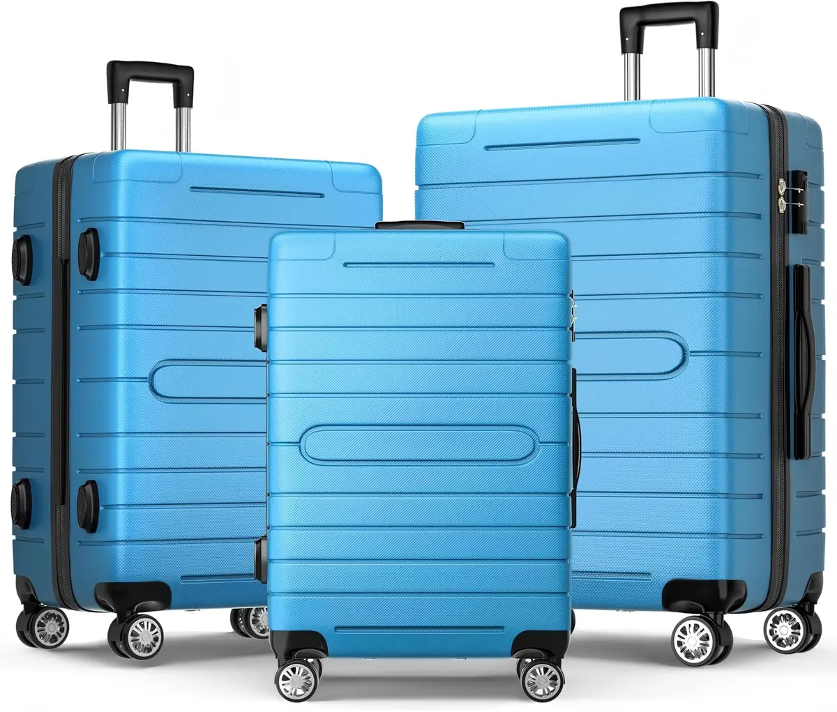 sugsugme 3-Piece Pink Hardshell Suitcase Set with TAS Lock & Spinner Wheels | Lightweight Carry-On with Adjustable Handle (Sky Blue) | 11 x 28 x 21 inches - main product image