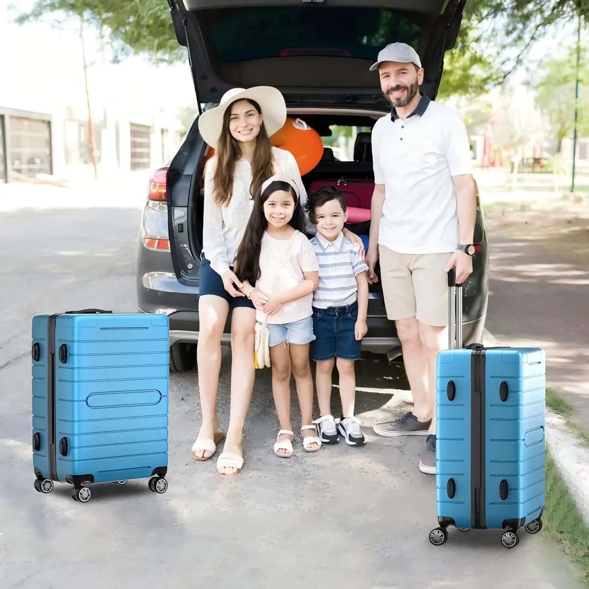 sugsugme 3-Piece Pink Hardshell Suitcase Set with TAS Lock & Spinner Wheels | Lightweight Carry-On with Adjustable Handle (Sky Blue) | 11 x 28 x 21 inches - view 9