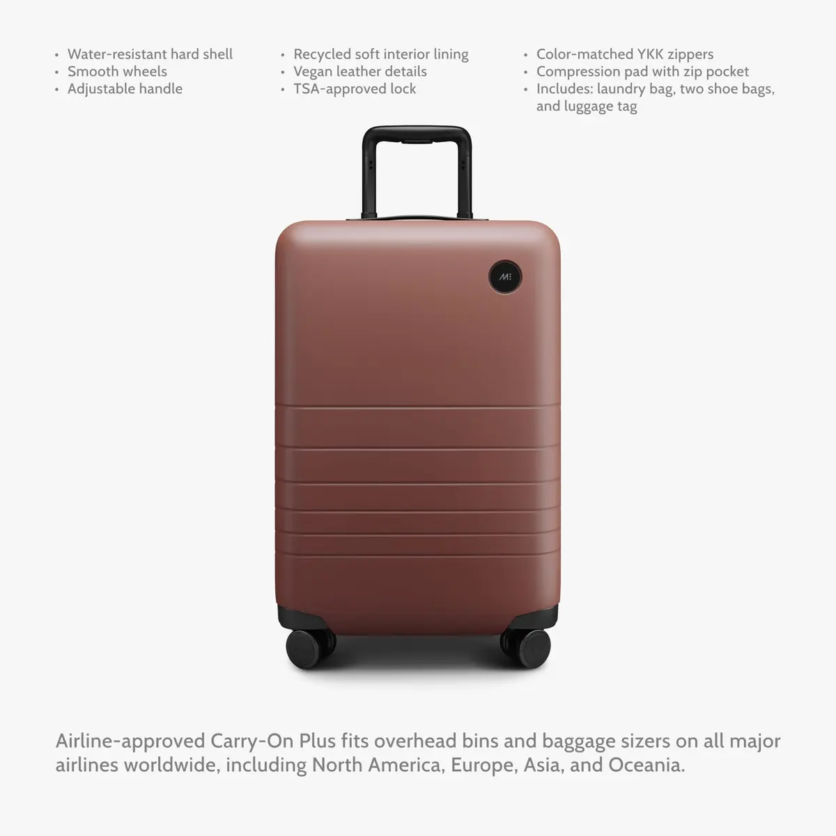 Monos Carry-On Plus Luggage (23"), Lightweight Hardside Spinner Suitcase with TSA Lock, Airline Approved, Terracotta, Red - view 6