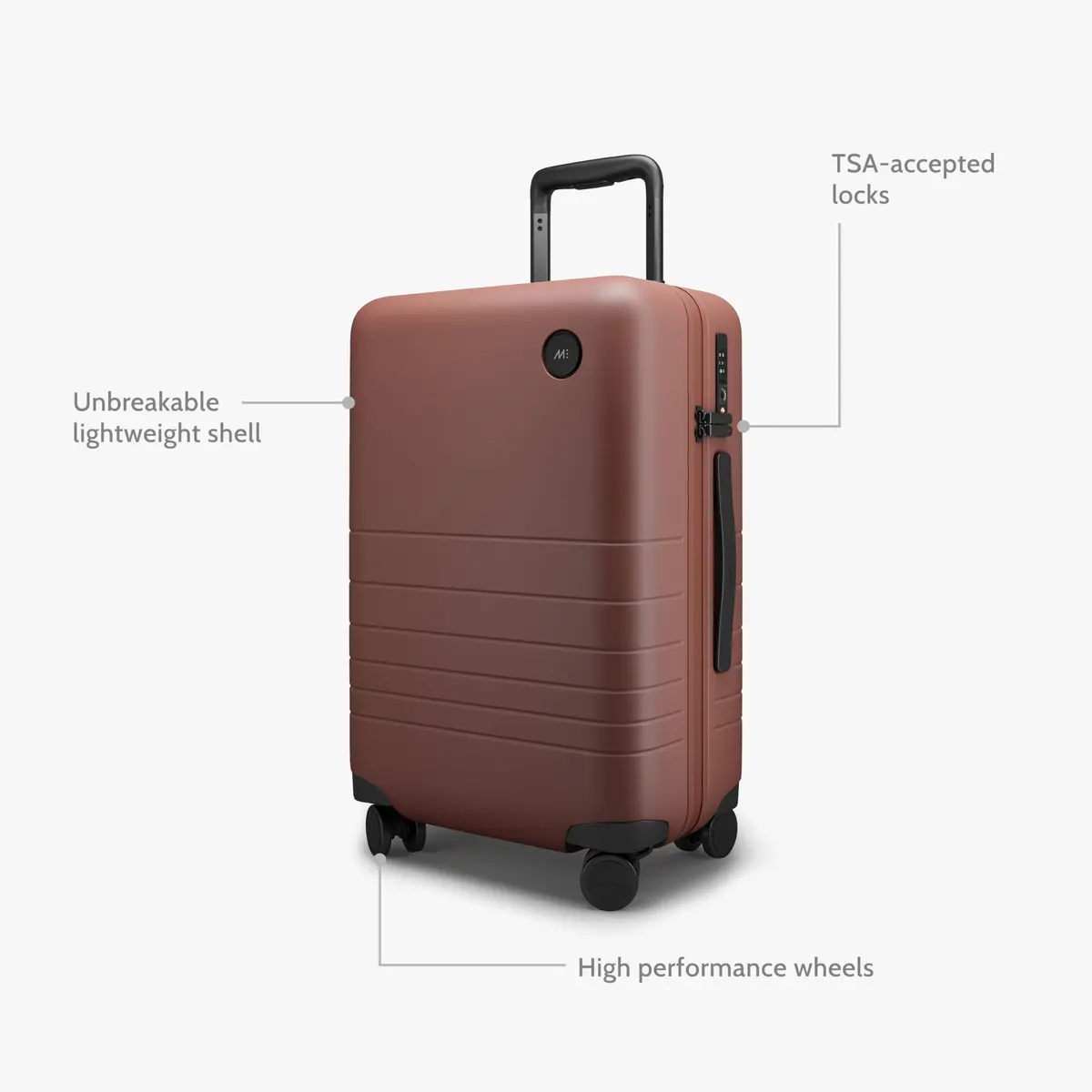 Monos Carry-On Plus Luggage (23"), Lightweight Hardside Spinner Suitcase with TSA Lock, Airline Approved, Terracotta, Red - view 4