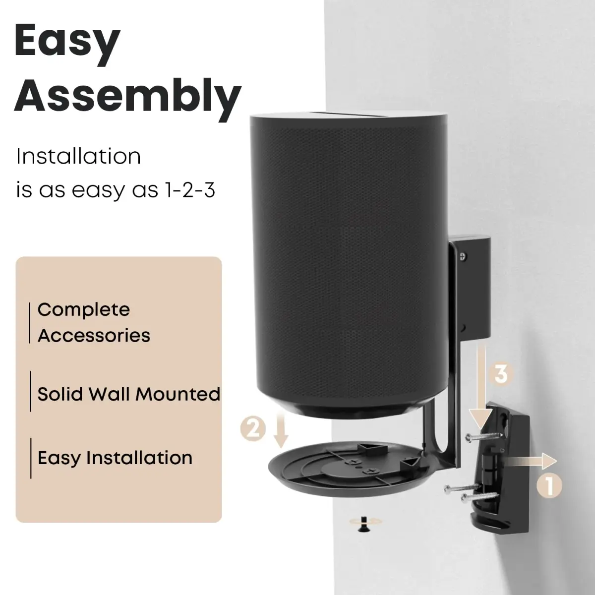 PUTORSEN Speaker Wall Mount for Sonos Era 100, Tilt & Swivel, 2 Pack Black | Secure Metal Bracket for Enhanced Audio - view 6