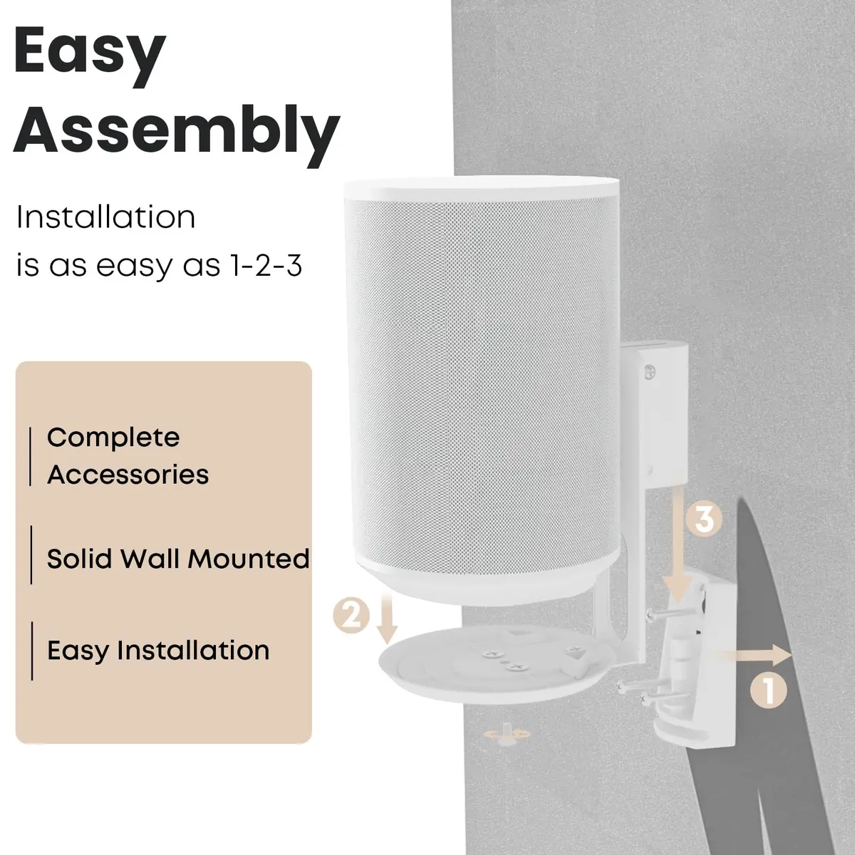 PUTORSEN Speaker Wall Mount for Sonos Era 100, Tilt & Swivel, 2 Pack White | Metal Mount Bracket for Better Audio Enjoyment - view 6