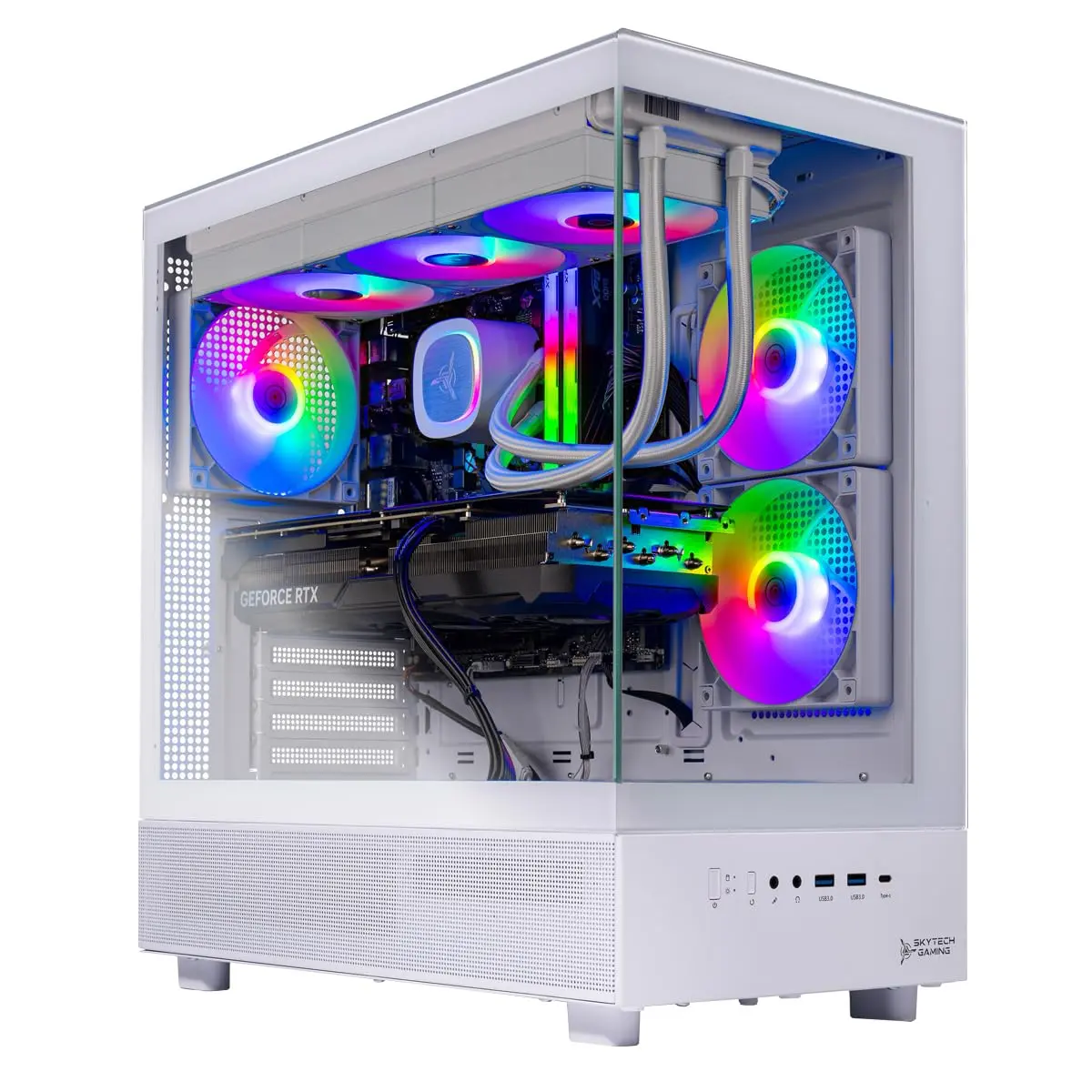 Skytech Gaming Azure 3 Gaming PC, AMD Ryzen 7 9800X3D 4.7GHz, NVIDIA RTX 5080 16GB VRAM, 2TB NVMe SSD, 32GB DDR5 RAM 6000, 850W Gold ATX 3 PSU, 360 ARGB AIO, Wi-Fi 5, Windows 11, Desktop | High-Performance Gaming Rig - main product image