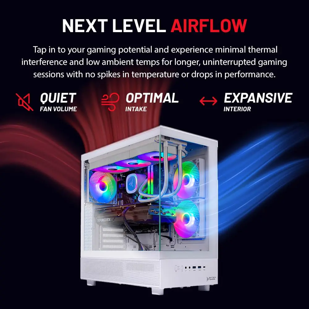 Skytech Gaming Azure 3 Gaming PC, AMD Ryzen 7 9800X3D 4.7GHz, NVIDIA RTX 5080 16GB VRAM, 2TB NVMe SSD, 32GB DDR5 RAM 6000, 850W Gold ATX 3 PSU, 360 ARGB AIO, Wi-Fi 5, Windows 11, Desktop | High-Performance Gaming Rig - view 2