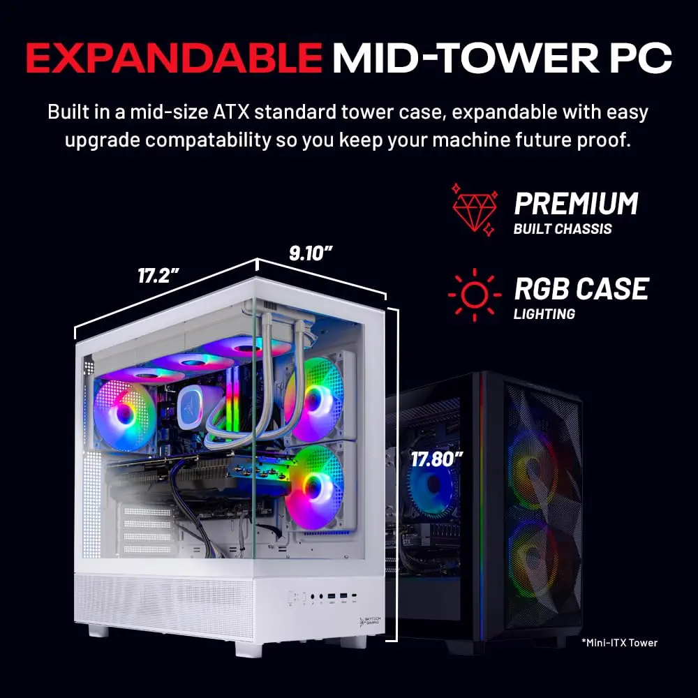Skytech Gaming Azure 3 Gaming PC, AMD Ryzen 7 9800X3D 4.7GHz, NVIDIA RTX 5080 16GB VRAM, 2TB NVMe SSD, 32GB DDR5 RAM 6000, 850W Gold ATX 3 PSU, 360 ARGB AIO, Wi-Fi 5, Windows 11, Desktop | High-Performance Gaming Rig - view 4