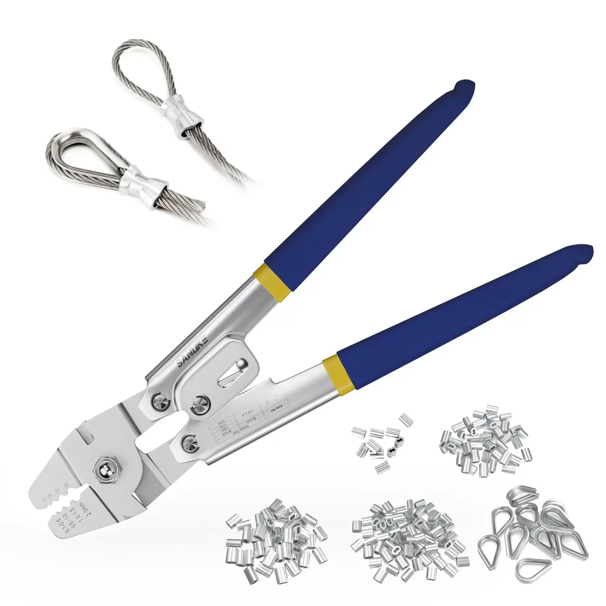 Sanuke Wire Rope Crimping Kit, Cable Swaging Tool Crimps up to 2.2mm | Heavy Duty Stainless Steel - main product image
