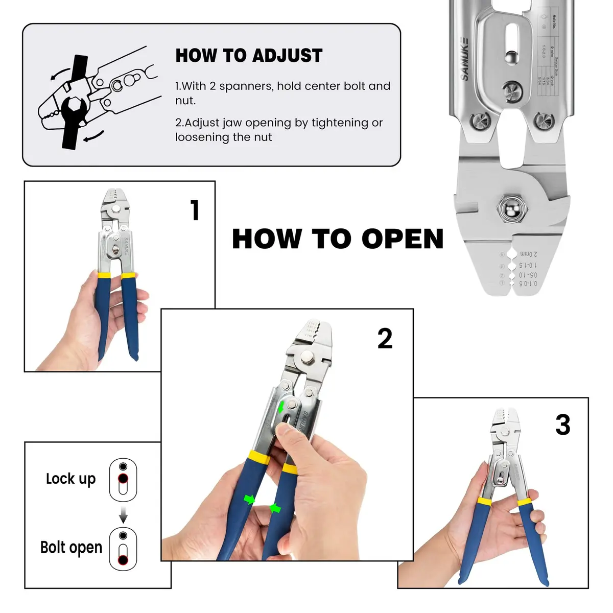 Sanuke Wire Rope Crimping Kit, Cable Swaging Tool Crimps up to 2.2mm | Heavy Duty Stainless Steel - view 6