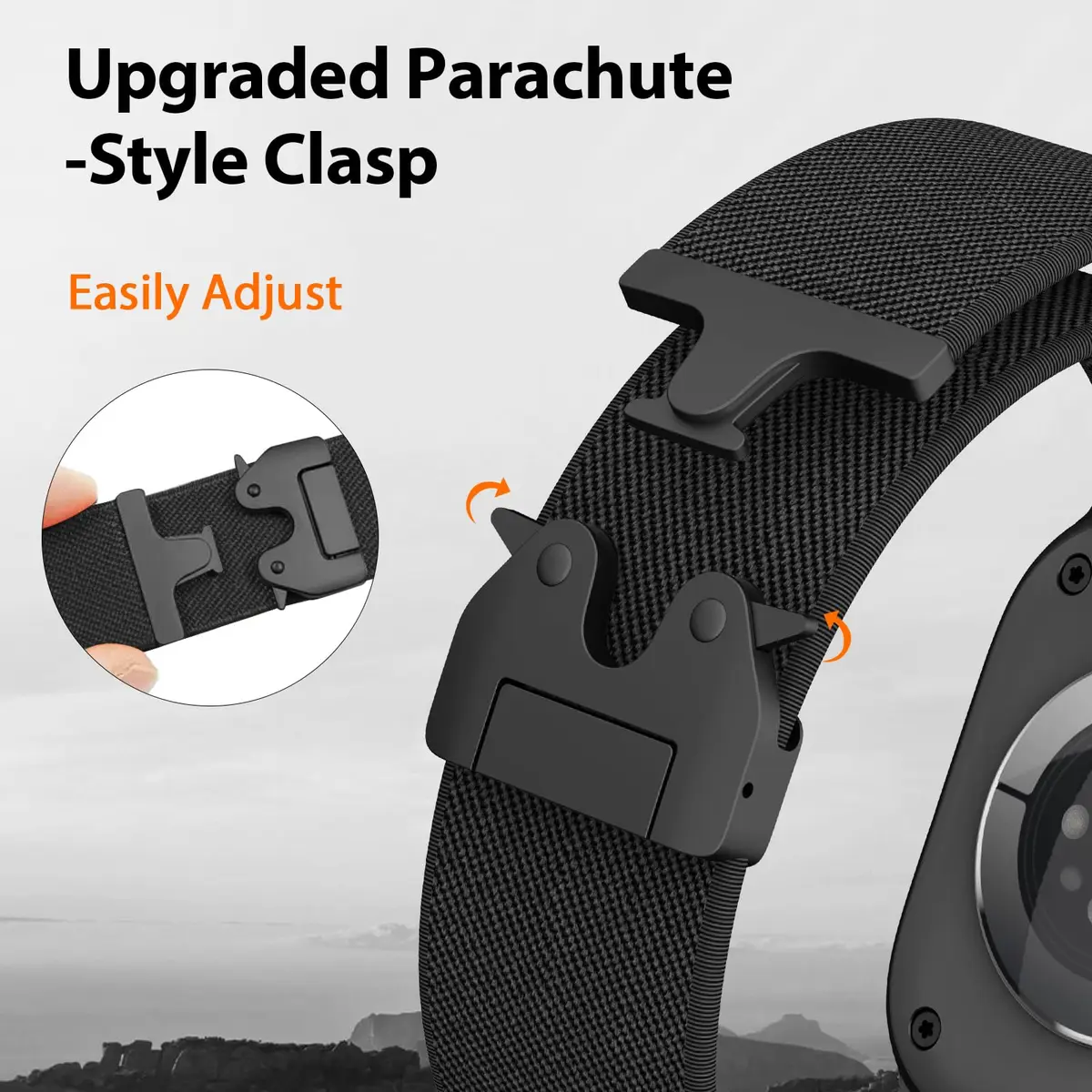 Unbeinst Elastic Sport Band for Apple Watch Ultra 3/2/1 49mm Men Women | Adjustable Nylon Parachute Buckle - view 3