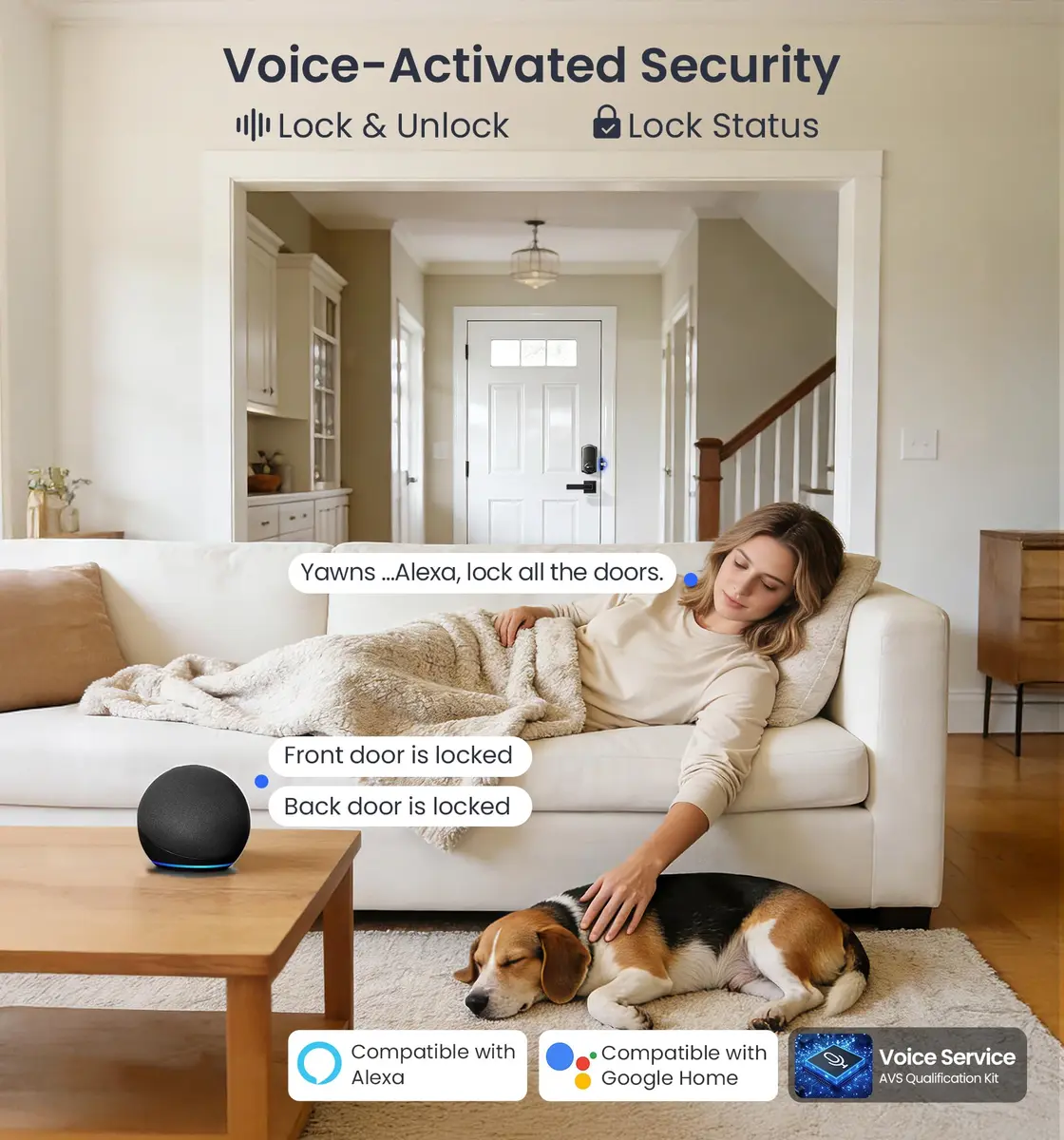 Veise VE012W WiFi Fingerprint Smart Lock for Front Door, Matte Black - 1.68 lbs (0.76 kg) - view 5