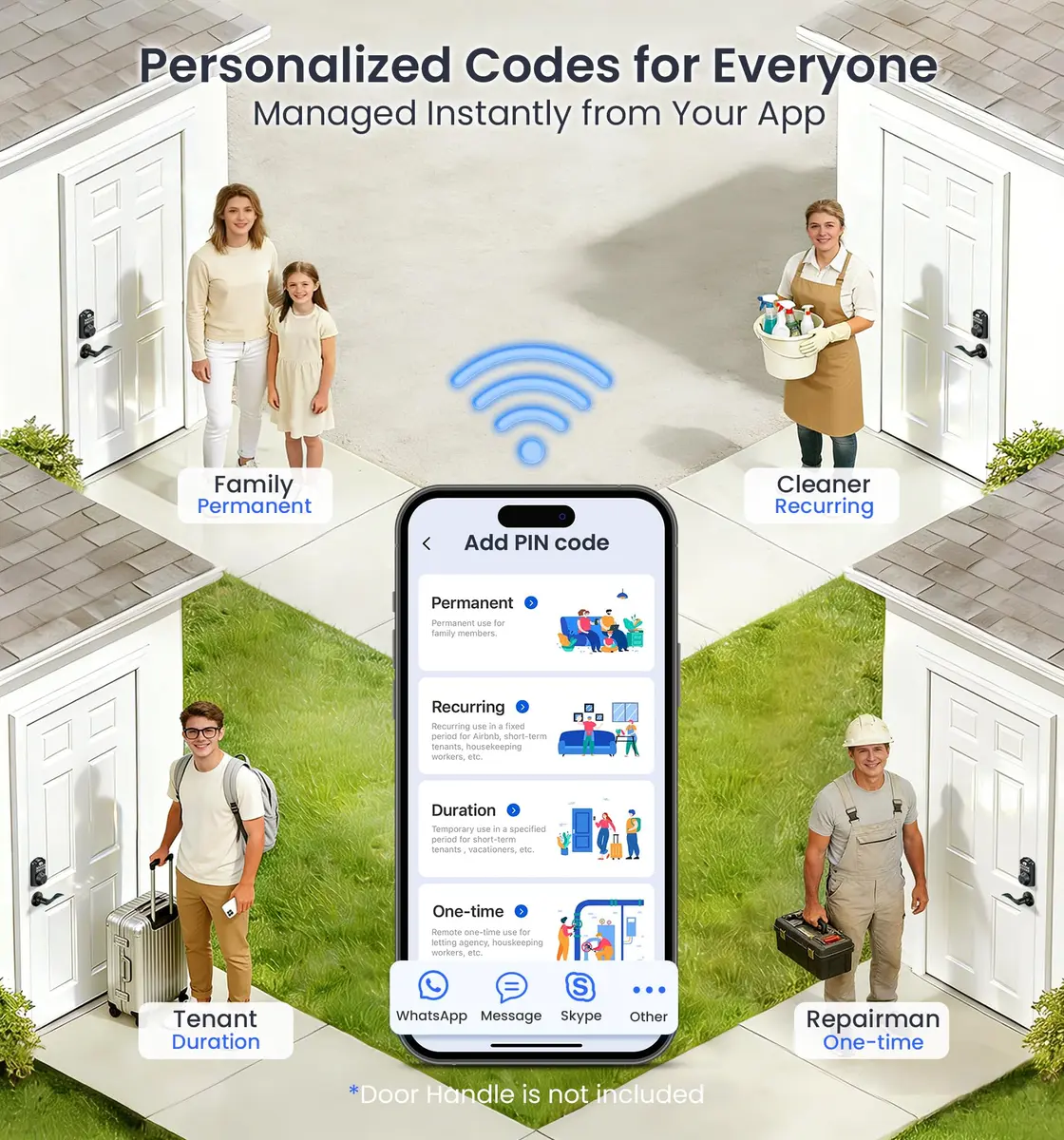Veise VE012W WiFi Fingerprint Smart Lock for Front Door, Matte Black - 1.68 lbs (0.76 kg) - view 8