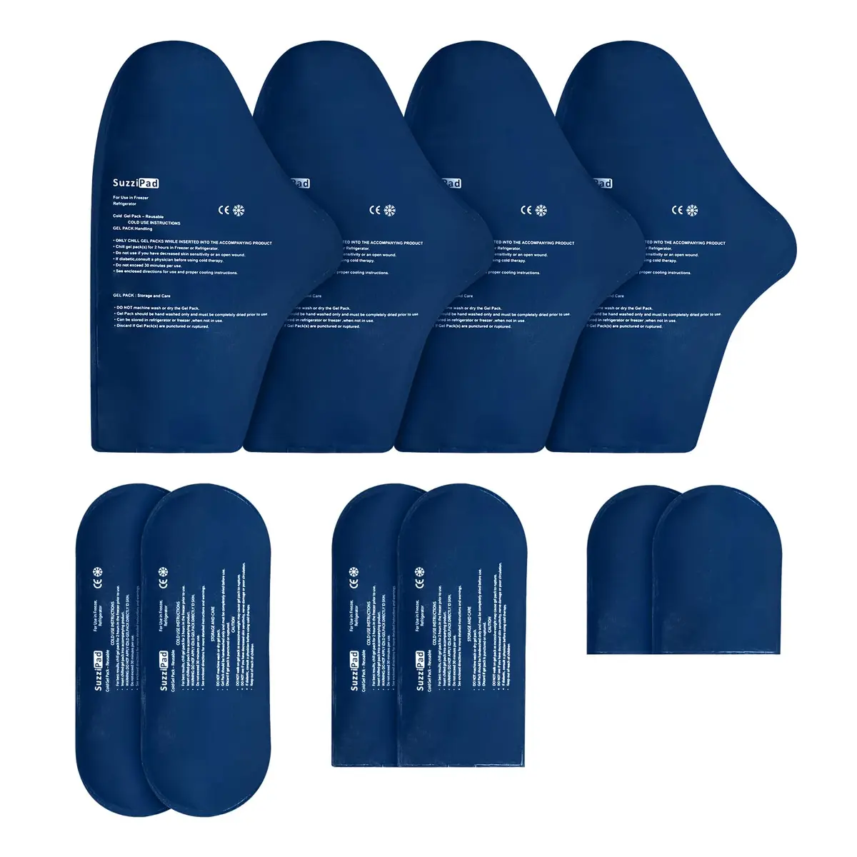 SUZZIPAD Replacement Ice Gel Packs 10-Piece Set L Black | Reusable Cooling Gel Packs Prolong Therapy Session - main product image