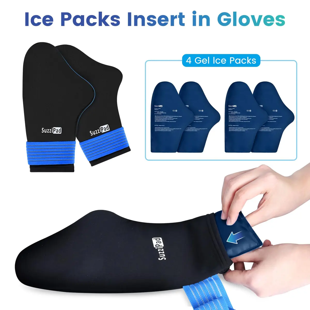 SUZZIPAD Replacement Ice Gel Packs 10-Piece Set L Black | Reusable Cooling Gel Packs Prolong Therapy Session - view 2