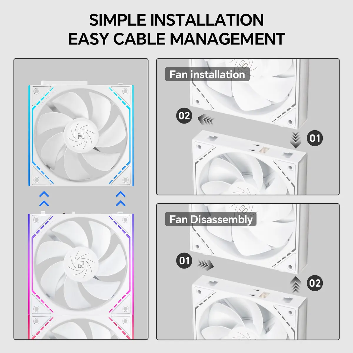 Thermalright TL-M12QRW X3 120mm Reverse Case Fans 3-Pack White | PWM ARGB Infinity Mirror Lighting - view 3