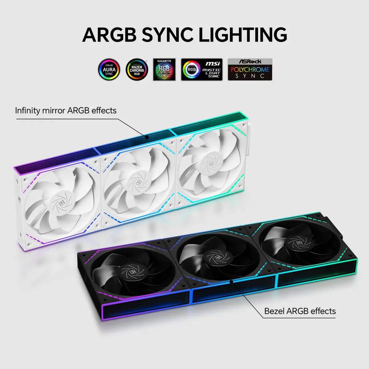 Thermalright TL-M12QRW X3 120mm Reverse Case Fans 3-Pack White | PWM ARGB Infinity Mirror Lighting - view 4