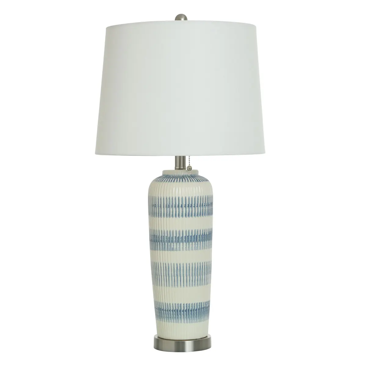 Stylecraft Home Collection Caleb Ceramic Table Lamp - Blue Ivory - Off-White Shade | Elegant Indoor Lighting - main product image