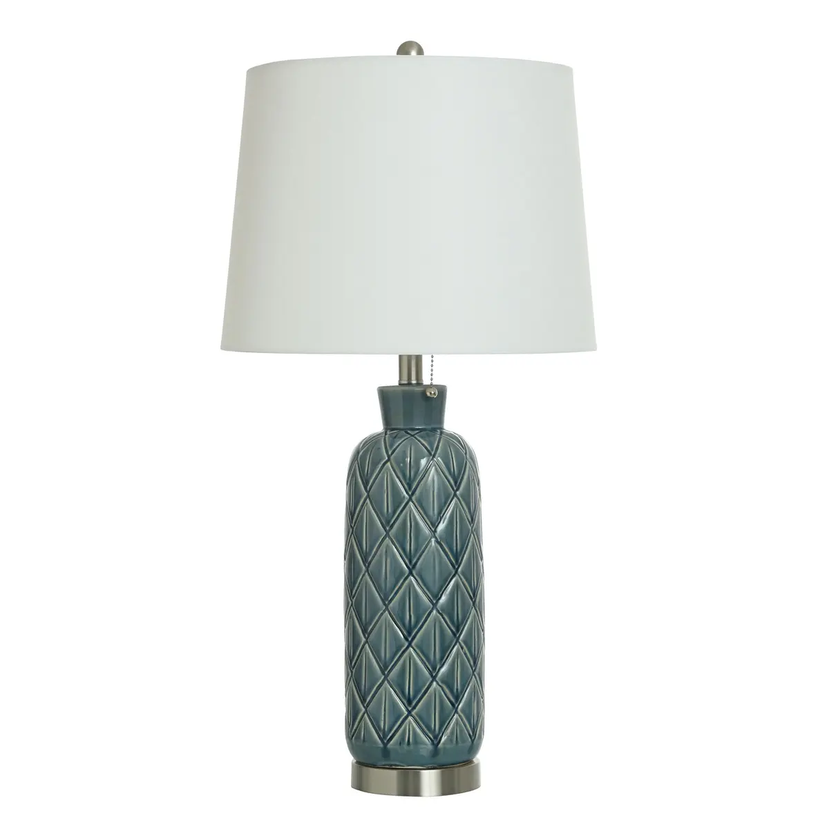 Stylecraft Home Collection Celtic Ceramic Table Lamp - Blue Gray - Off-White Shade | Unique textured ceramic design for cozy ambiance - main product image