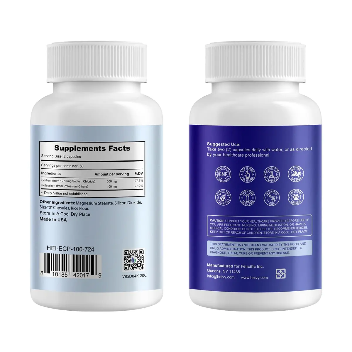 Heivy Electrolyte Capsules 100 Count | Support Hydration & Energy in India - view 2