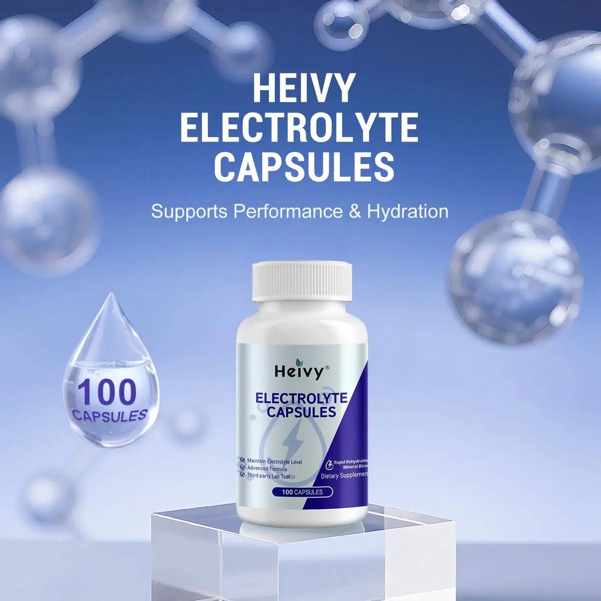 Heivy Electrolyte Capsules 100 Count | Support Hydration & Energy in India - view 3