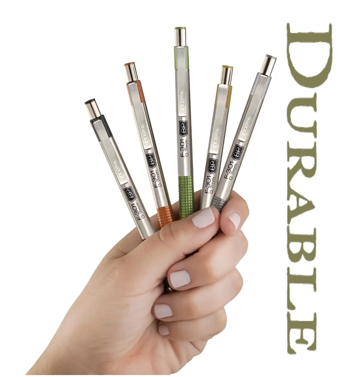 Zebra Pen F-301 Signature Series Retractable Ballpoint Pen, Black Ink, 0.7mm Fine, Stainless-Steel, 4-Pack - view 3