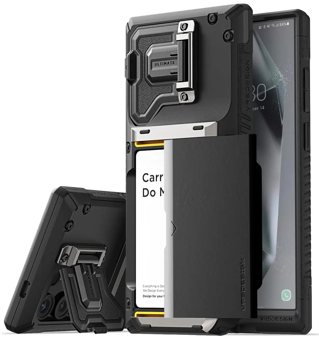 VRS DESIGN Damda Glide DuoGuard for Samsung Galaxy S24 Ultra Phone Case | Semi-automatic Sliding Card Holder with Camera Cover - main product image
