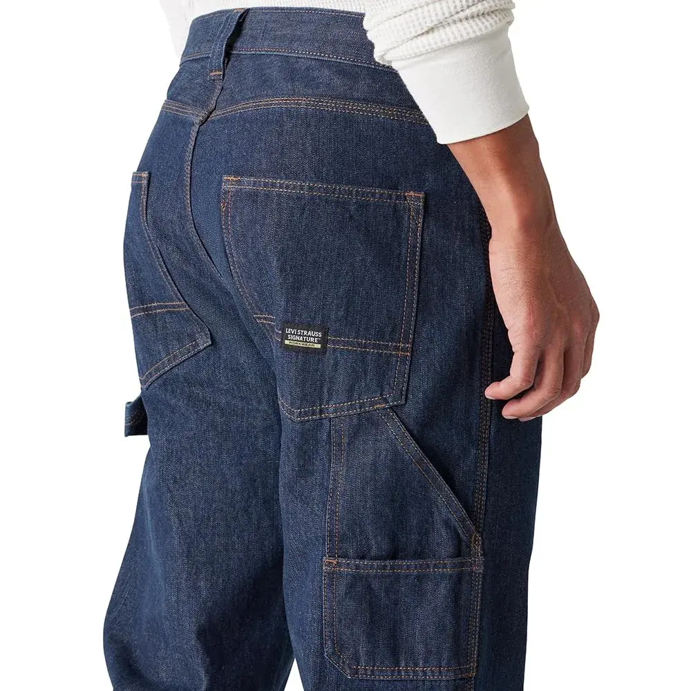 Levi Strauss Signature Gold Men's Flannel Lined Carpenter Jeans 38W x 32L | Indigo Rinse - view 4